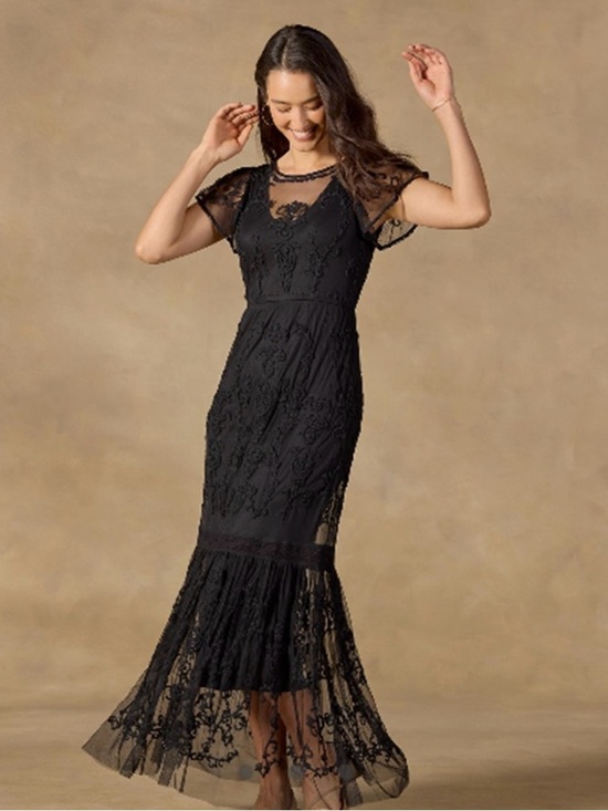 Sundance Dresses & Skirts - Sundance Mayfield Black Embroidered Tule Sheer Maxi Dress